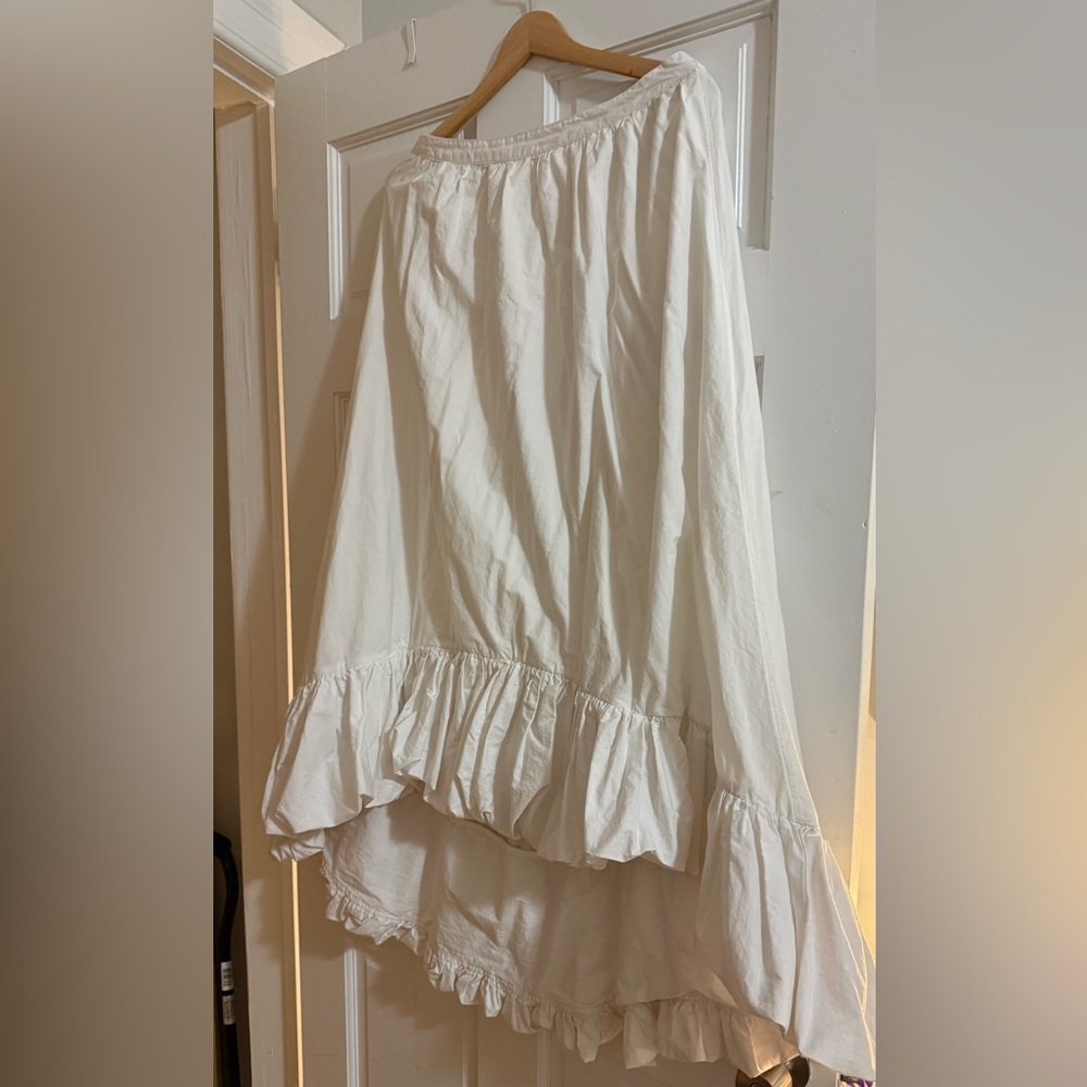 Anthropologie White high-low bubble hem midi skirt